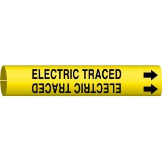 Brady 4179 G Brady Strap On Pipe Marker, B 915, Black On Yellow Printed Plastic Sheet, Legend "Electric Traced" Industrial Pipe Markers