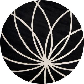 Hand tufted Contemporary Black/white Mayflower Wool Abstract Rug (4 Round)