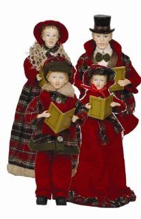 4 Piece Victorian Plaid Carolers Figurines Set   Holiday Figurines