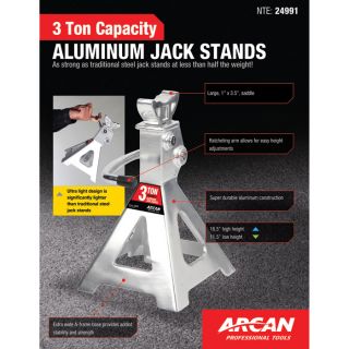 Arcan Aluminum Jack Stands — 3-Ton Capacity, Pair, Model# AJS3T  Jack Stands