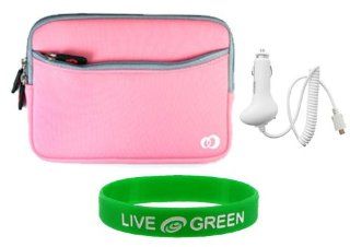 Pink Dual Pocket Neoprene Sleeve Case and 12V Car Charger for Barnes & Noble nook E Reader Reading Device (NOT Compatible with Latest NookCOLOR) Computers & Accessories