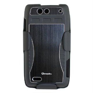 Qmadix QM HLMTXT894 SO HolsterShellCombo Moto DROID 4   1 Pack   Retail Packaging   Black Cell Phones & Accessories