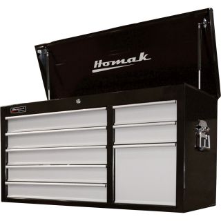 Homak SE Series 41in. 8-Drawer Top Tool Chest — Black, 40in.W x 16in.D x 21 5/8in.H, Model# BG02041083  Tool Chests
