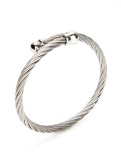 Classique Grey & White Gold Twisted Wrap Bracelet by Charriol