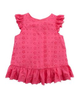 Little Spring Eyelet Top, Pink, Girls 4 6X   Ralph Lauren Childrenswear