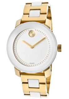 Movado 3600163  Watches,Womens Bold White Dial Gold Tone Ion Plated Stainless Steel & White Resin, Casual Movado Quartz Watches