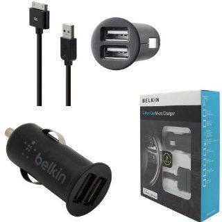 OEM Belkin Micro Dual 1 AMP Port Car Charger (F8Z899TT) for iPhone 4 4S , iPad, iPad 2, 3 Cell Phones & Accessories