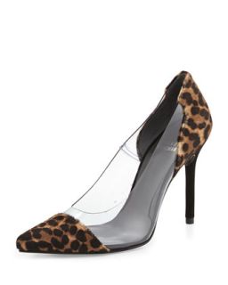 Onview PVC/Calf Hair Pointed Toe Pump, Chocolate Feline (Made to Order)  