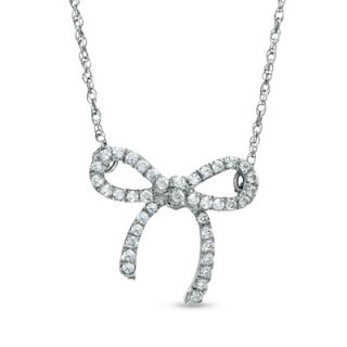 CT. T.W. Diamond Bow Necklace in Sterling Silver   Zales