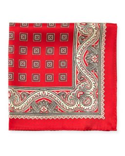 Bandana Silk Pocket Square, Red