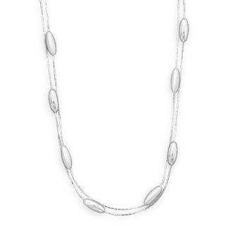 925 Sterling Silver 18 Inch Double Strand Beaded Necklace Jewelry
