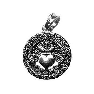 Silver Viking Celtic Gaelic Heart Crown Hands Claddagh Endless Love Knot Pendant Irish Lutheran 925 St Sterling Silver Plated Celtic Symbol 31 x 31 MM 925 Sterling Silver Two Sided Design 