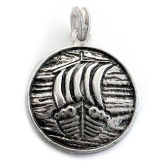 Naglfari Naglfar Silver Nordic Norse Crusaders Pagan Viking Battle Ship Made Of Toe Nails Of The Dead Pendant 925 St Sterling Silver Plated Nordic Symbol 35 x 35 MM 925 Sterling Silver Two Sided Design 