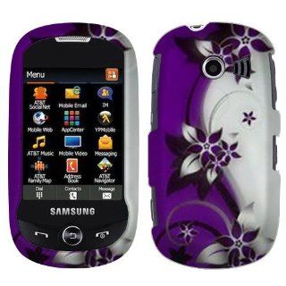 Purple Silver Vines 2D Silver Texture Faceplate Hard Plastic Protector Snap On Cover Case For Samsung Flight II SGH A927 Cell Phones & Accessories