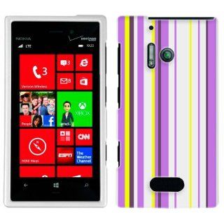 Nokia Lumia 928 Purple White Yellow Vertical Stripes Case Cell Phones & Accessories