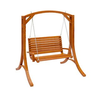 Corliving Wood Canyon Cinnamon Brown Stained Patio Swing