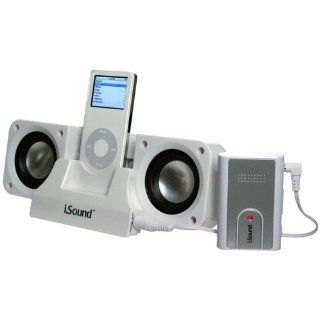 DreamGear i.Sound 2x Waves Foldable Speaker System with FM Transmitter for iPod and  Players (White)   Players & Accessories
