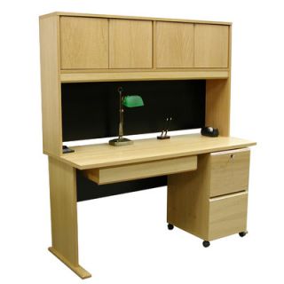 Rush Furniture Modular Real Oak Wood Veneer 60 W Panel Office Computer Desk 