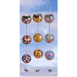 Hanging Solar Mosaic Decorative Globes (3 Assorted)   Seasonal Light Spheres