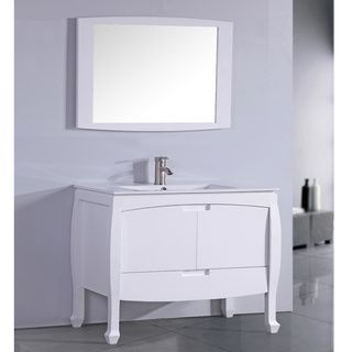 Legion Furniture Ceramic Top 36 inch Sink White Bathroom Vanity With Matching Framed Mirror White Size Single Vanities