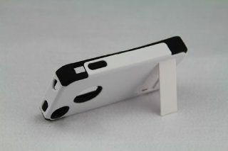 USAMZ909 Black Silica gel Cover White plastic Shell Case iPhone 4 4s Phone Accessory Cell Phones & Accessories