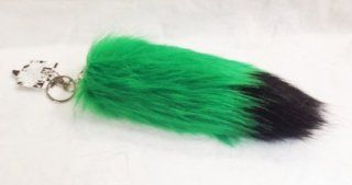 Mini Green with Black Tip Fashion Foxtail 7" With Keychain Clip Automotive