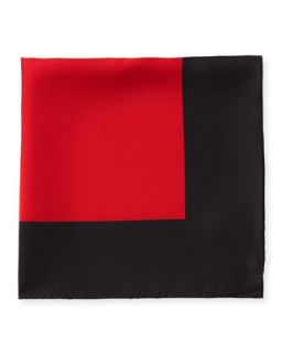 Solid Silk Pocket Square, Red/Black