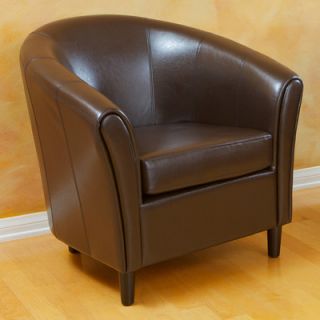 Home Loft Concept Manchester Bonded Leather Barrel Chair NFN1150 Color Brown
