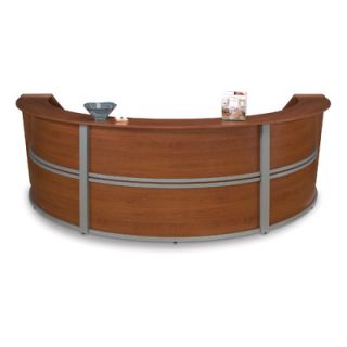 OFM Reception Furniture Triple Unit Curved Station 55293 Finish Cherry
