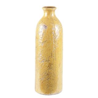 Medium Yellow/ Silver Ceramic Vase
