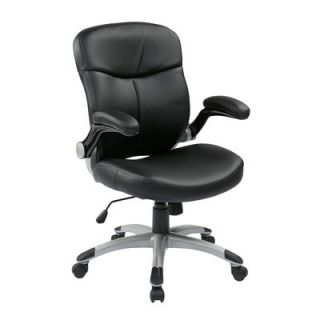 Office Star Mid Back Eco Leather Executive Chair with Adjustable Padded Flip 
