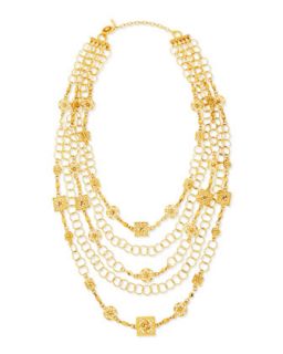 24k Yellow Gold Plated Medallion Ornament Multi Strand Necklace   Jose & Maria