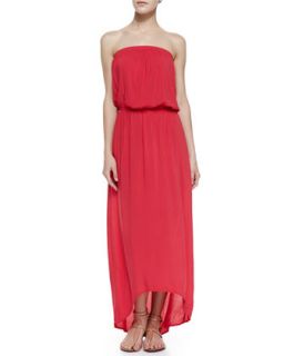 Womens Power Strapless Arched Voile Maxi Dress, Red   Lily Aldridge for Velvet