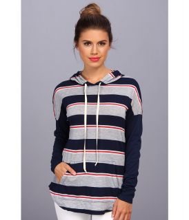 Allen Stripe Hoodie Womens Sweatshirt (Navy)