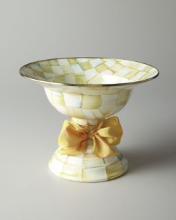 Large Parchment Check Compote   MacKenzie Childs