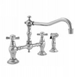 Newport Brass 945 1/20 Fairfield Double Handle Bridge Kitchen Faucet with Metal Cross Handles (Low Lead, Stainless Steel   Touch On Kitchen Sink Faucets  