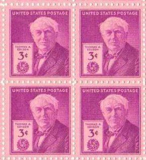 Thomas A Edison Set of 4 x 3 Cent US Postage Stamps NEW Scot 945 