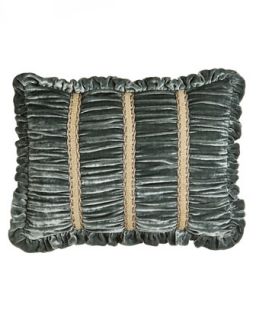 Ruched Velvet Boudoir Pillow with Braid Accents & Ruffle Edge, 12 x 16   Dian