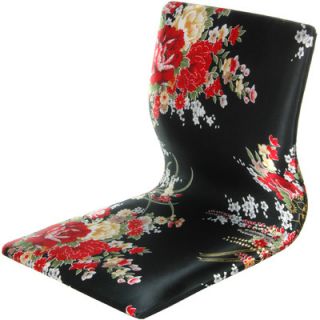 Oriental Furniture Tatami Hibiscus Meditation Fabric Lounge Chair TM CHAIR FBLK