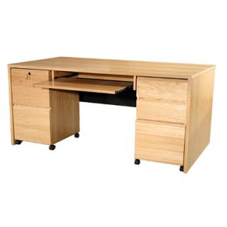 Rush Furniture Modular Real Oak Wood Veneer 67 W Panel Executive Desk Suite 
