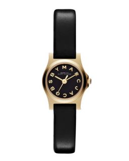 Henry Dinky Analog Watch with Leather Strap, Golden/Black   MARC by Marc Jacobs