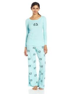 Hue Sleepwear Women's Set Thermal Animal Pajama Set, Violet Tulip, Medium