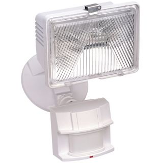 Secure Home 180 Degree 1 Head White Halogen Motion Activated Flood Light Timer Included