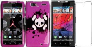 Pink Skull Hard Case Cover+LCD Screen Protector for Motorola Droid Razr Maxx XT913 XT916 Cell Phones & Accessories