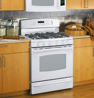 GE Profile PGB918DEMWW 30 Freestanding Gas Range, 5 Sealed Burners, Convection, Double Oven  White Kitchen & Dining