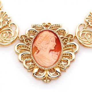 "Sardinia" 40mm Cameo Ornate Goldtone 17 1/2" Necklace