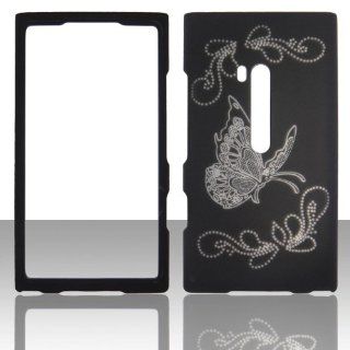 2D Butterfly on Black Nokia lumia 920 AT&T Case Snap on Case Cover Hard Shell Protector Cover Phone Hard Case Cell Phones & Accessories