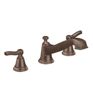 Moen TS923ORB Rothbury Two Handle Low Arc Roman Tub Faucet without Valve, Oil Rubbed Bronze   Two Handle Tub And Shower Faucets  