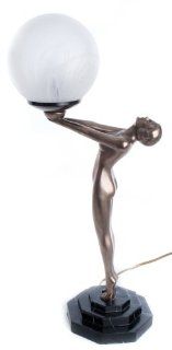 Art Deco Biba Nude Lady Cold Cast Bronze Statue Lamp Light   Table Lamps