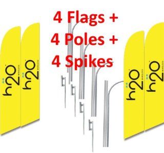4 (four) H20 WIRELESS 15' Swooper #9 Feather Flags KIT  Patio, Lawn & Garden